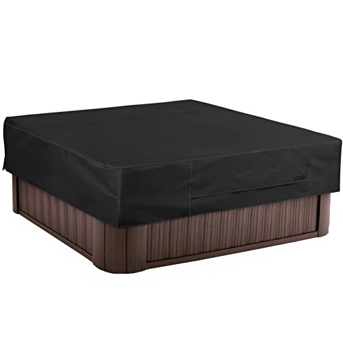 NettyPro Fade Resistant Hot Tub Cover Protector Waterproof Outdoor SPA Cover Cap for Square Hot Tub, 76 x 76 inch, Black