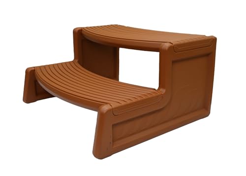 Confer Plastics Resin Multi Purpose Outdoor Non Slip Portable Spa and Hot Tub Handi-Step Deck Patio Steps Accessories, Redwood