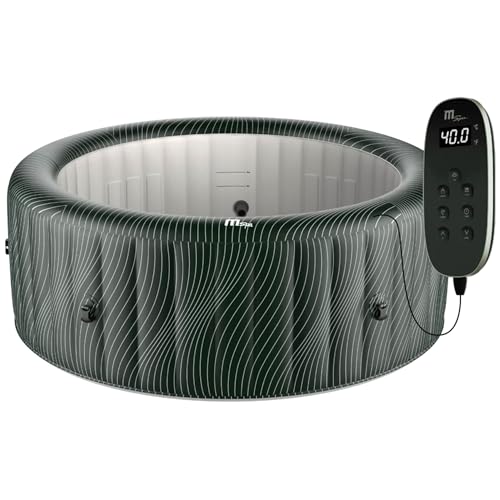 M Spa Round Inflatable Bubble Massage Spa, 4 to 6 Person Outdoor Hot Tub with LED Lights, Meteor