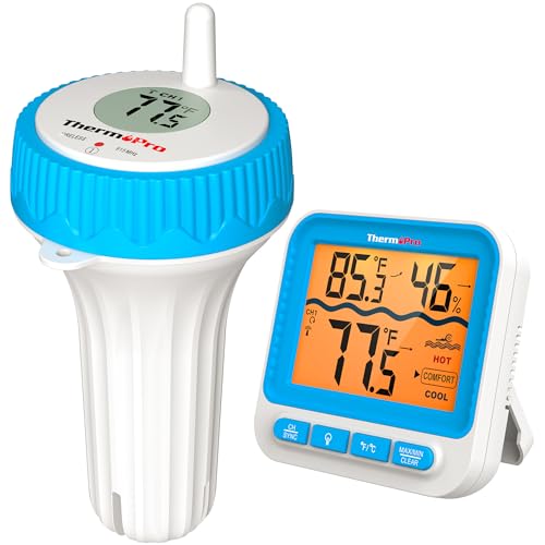 ThermoPro Digital Pool Thermometer Floating Easy Read, Large Size Water Thermometer for Cold Plunge, IPX8 Waterproof Water Temperature Monitor for Hot Tub/Ice Bath/Swimming Pool/SPA/Aquarium/Pond